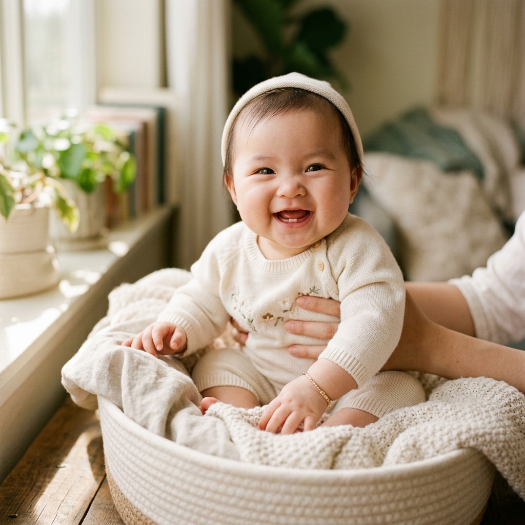 6-month-old baby smiling